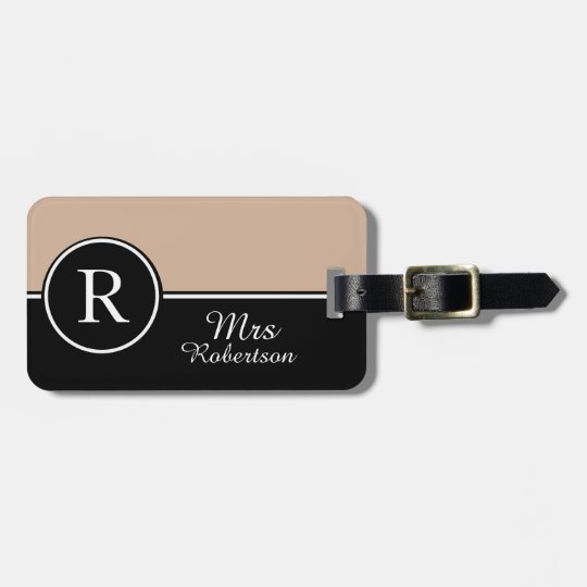 CHIC LUGGAGE/BAG TAG_MODERN "Mrs" ALMOND/BLACK Luggage Tag