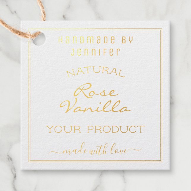 Chic Luggage Foil Gift Tag Template Small Business (Front)