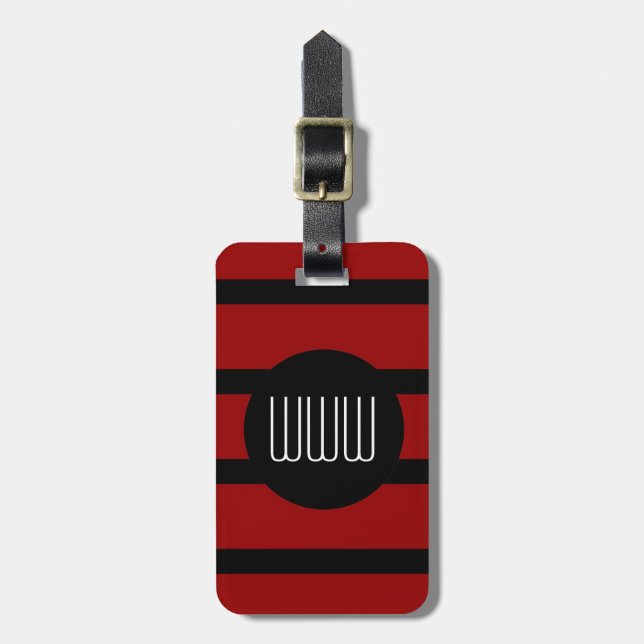 CHIC LUGGAGE TAG_16 RED/BLACK STRIPES TAG (Front Vertical)
