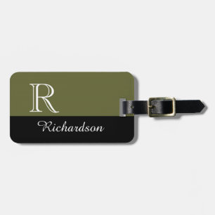 CHIC LUGGAGE TAG_BLACK/MOSS/WHITE INITIAL/NAME TAG