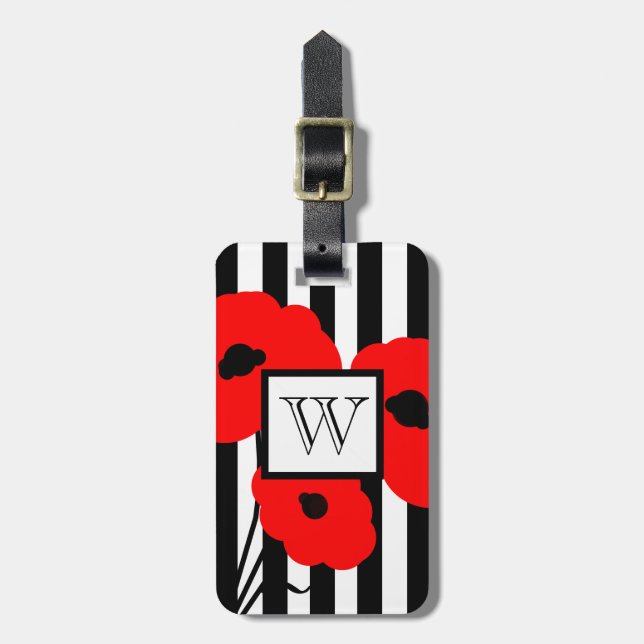 CHIC LUGGAGE TAG_MOD 01 RED POPPIES TAG (Front Vertical)