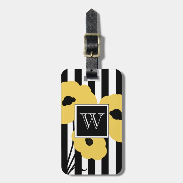 CHIC LUGGAGE TAG_MOD YELLOW POPPIES LUGGAGE TAG (Front Vertical)