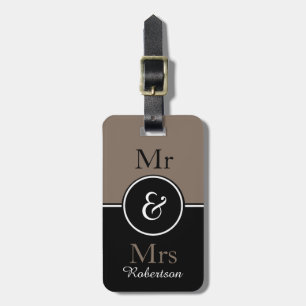 CHIC LUGGAGE TAG_MODERN "Mr & Mrs" BROWN/BLACK Luggage Tag