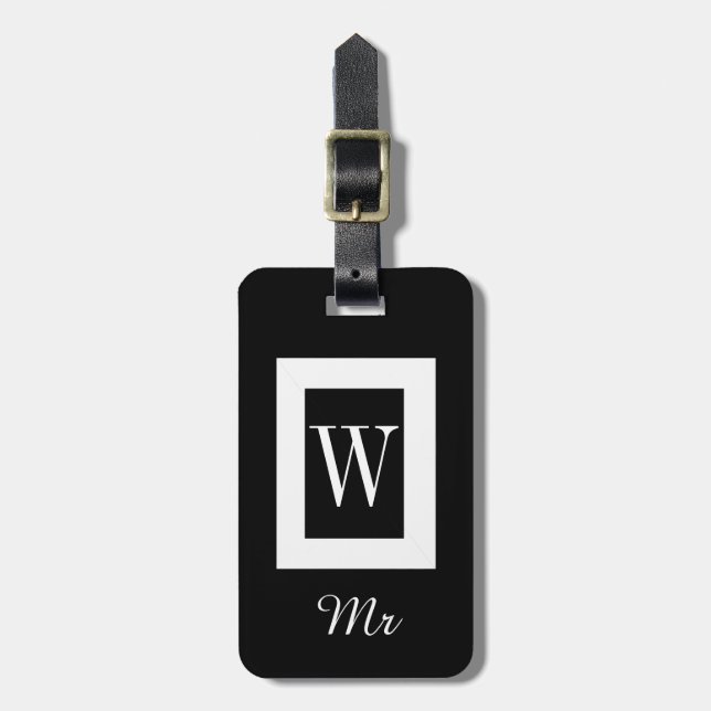CHIC LUGGAGE TAG_"Mr" BLACK/WHITE/BLUE Tag (Front Vertical)