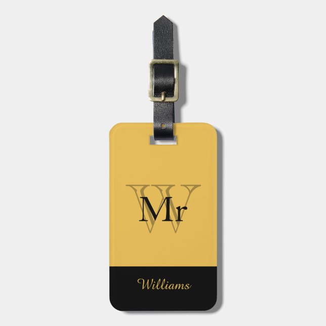 CHIC LUGGAGE TAG_"Mr" GOLD/BLACK Tag (Front Vertical)