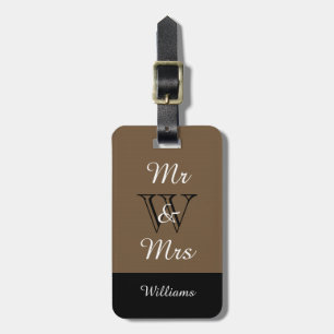CHIC LUGGAGE TAG_"Mr & Mrs" BROWN/BLACK/WHITE Tag