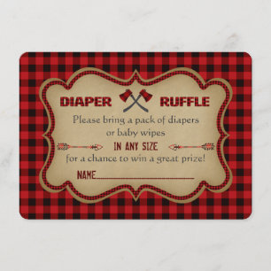 Chic Lumberjack Hunter Boy Diaper Raffle Ticket Invitation
