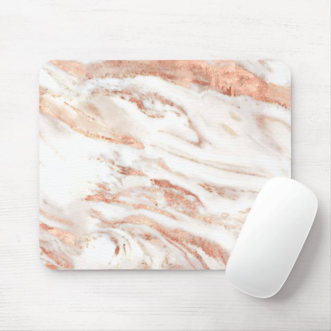 Chic Luxe Copper | Elegant Rose Gold Marble Mouse Mat (With Mouse)
