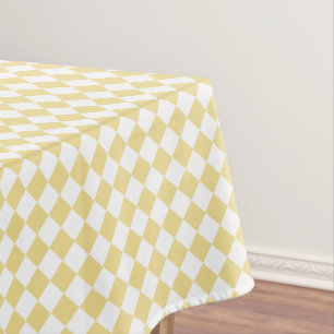 Chic Luxe Yellow Faux Gold White Chequered Pattern Tablecloth