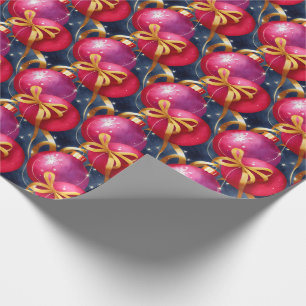 Chic Luxury Christmas Watercolor Purple Bauble Wrapping Paper