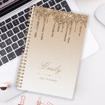 Chic Luxury Glitter Drips Gold 2025 Planner<br><div class="desc">This chic planner features a sparkly gold faux glitter drip border and gold ombre background. Personalise it with her name in elegant script over a gold diamond divider. The words "2025 Planner" or other text of your choice appear in sans serif font below.</div>
