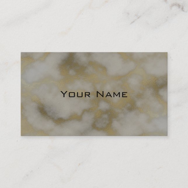 Chic Luxury Grey & Gold Marble Pattern Background Business Card (Front)