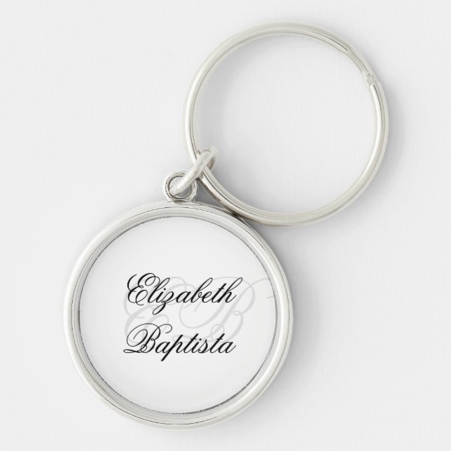 Chic Luxury Minimalist Stylish Monogrammed Key Ring (Front)