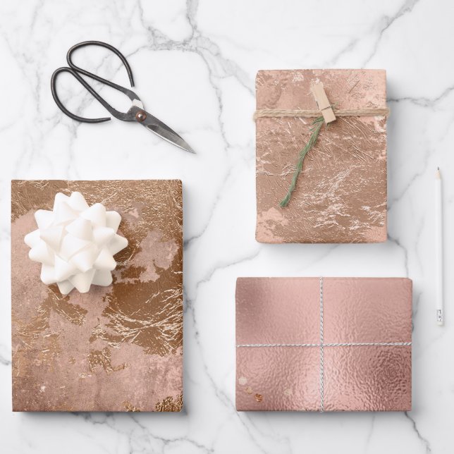 Chic Luxury Rose Gold Glitter Elegant Pink Wrapping Paper Sheet (Front)