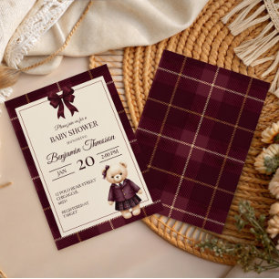 Chic Luxury Teddy Bear baby shower  Invitation