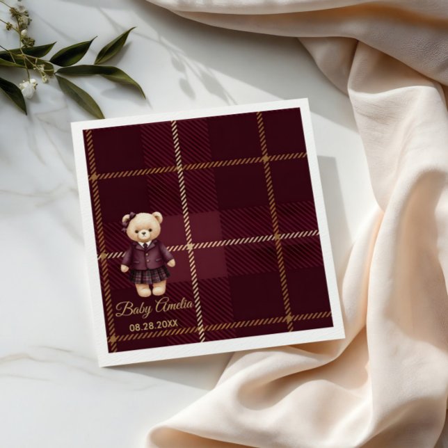 Chic Luxury Teddy Bear baby shower Napkin (Creator Uploaded)