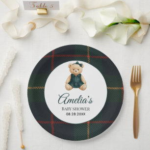Chic Luxury Teddy Bear Baby Shower Paper Plate