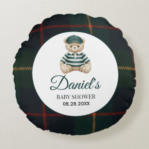 Chic Luxury Teddy Bear Baby Shower  Round Cushion