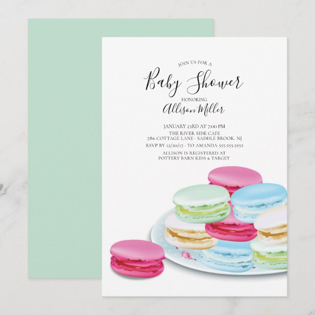 Chic Macaroon Baby Shower Invitation (Front/Back)