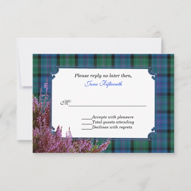 Chic MacThomas Tartan Plaid Heather Wedding RSVP (Front)