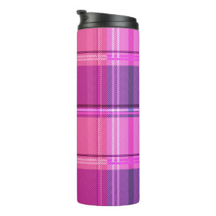 Chic Magenta Berry Plaid Aesthetic Thermal Tumbler