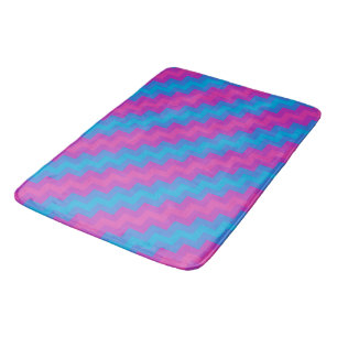 Chic Magenta Bright Blue Turquoise Pink Chevrons Bath Mat