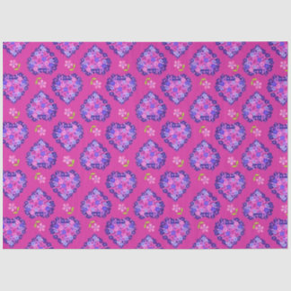 Chic Magenta Hearts and Flowers Tissue Paper