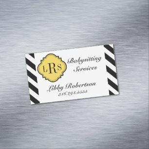 CHIC MAGNETIC BUSINESS CARD_BLACK/WHITE STRIPES 	Magnetic BUSINESS CARD