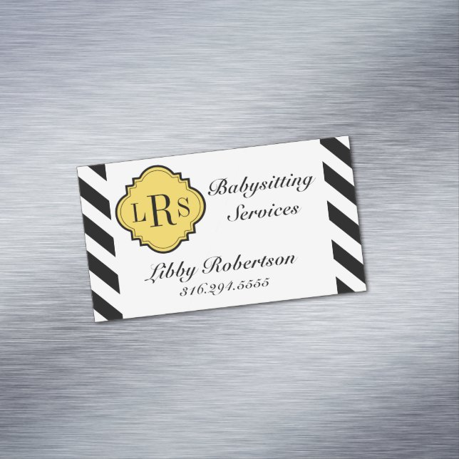 CHIC MAGNETIC BUSINESS CARD_BLACK/WHITE STRIPES 	Magnetic BUSINESS CARD (In Situ)