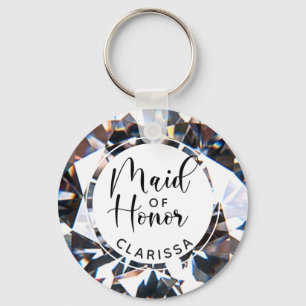 Chic Maid of Honour Diamond Script Personalised Key Ring