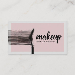 Chic Makeup Artist Business Card with Pink Accents