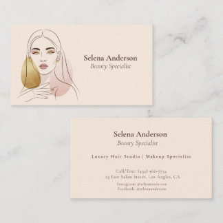 Chic Makeup Artist Hair Salon Line Art  Business Card