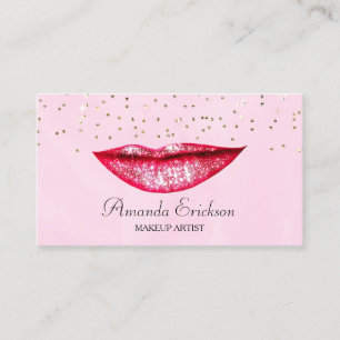 Chic Makeup Artist Pink Gold Faux Diamond Bling Business Card