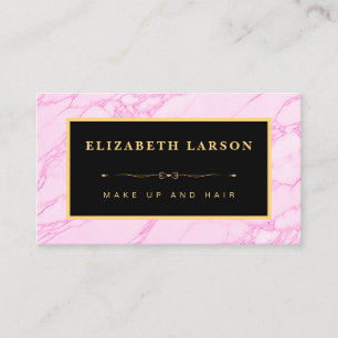 Chic Makeup  Bright Pink Marble Artist Hair Salon Business Card