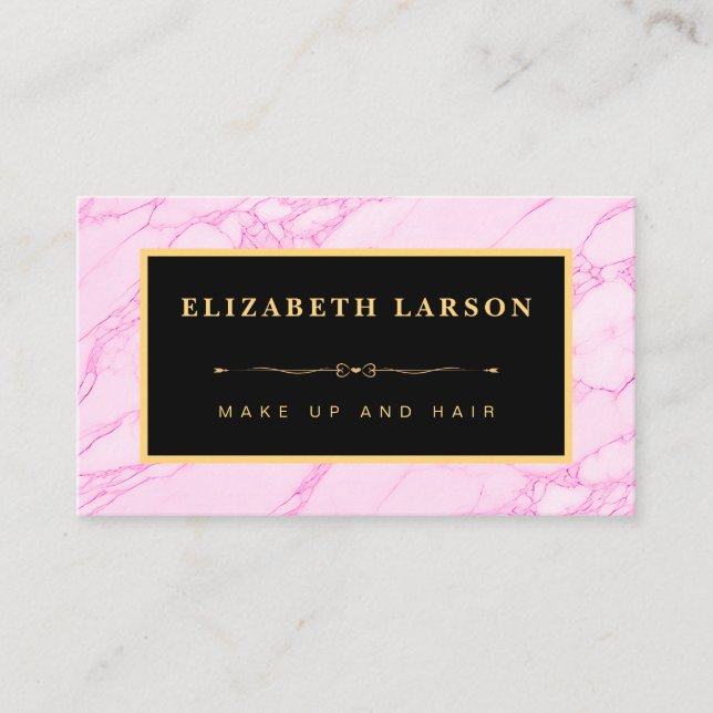 Chic Makeup  Bright Pink Marble Artist Hair Salon Business Card (Front)