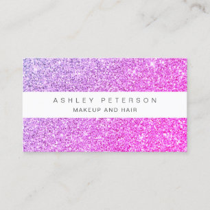 Chic makeup pink purple glitter sparkles sequins business card