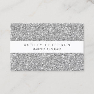 Chic makeup silver glitter sparkles sequins business card