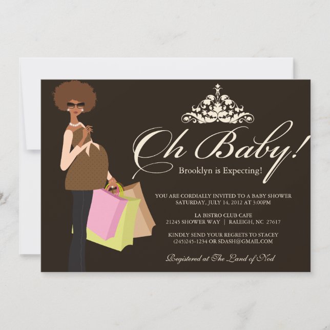 Chic Mama Baby Shower Invite | African-American (Front)