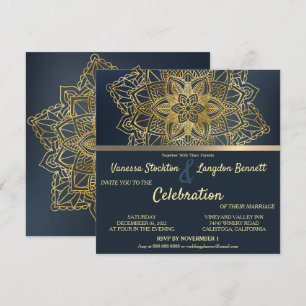 Chic Mandala Floral Wedding Invitation