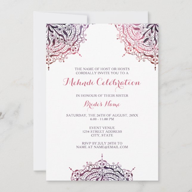 Chic Mandala Mehndi Celebration Invitation (Front)