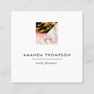 Chic Marble and Foil Geometric Square Business Card
