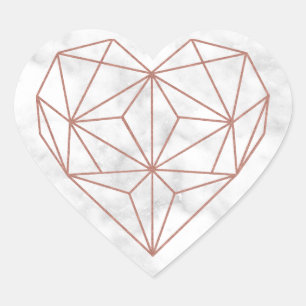 Chic Marble and Rose Gold Foil Geometric Heart Sticker