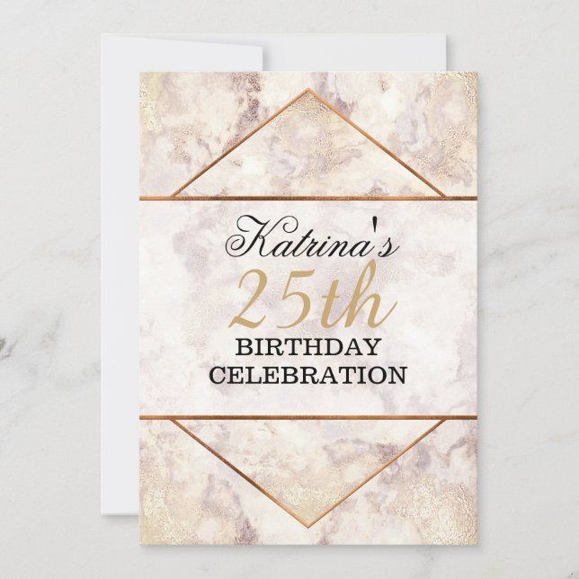 Chic Marble Birthday Party Invitation (Front)