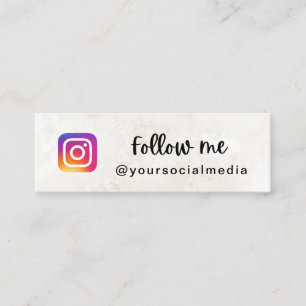 Chic Marble Follow Instagram Social Media QR Code Mini Business Card