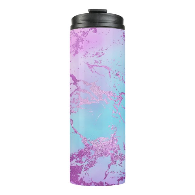 Chic Marble | Glitzy Glam Violet Purple Blue Ombre Thermal Tumbler (Front)
