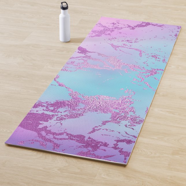 Chic Marble | Glitzy Glam Violet Purple Blue Ombre Yoga Mat (In Situ)