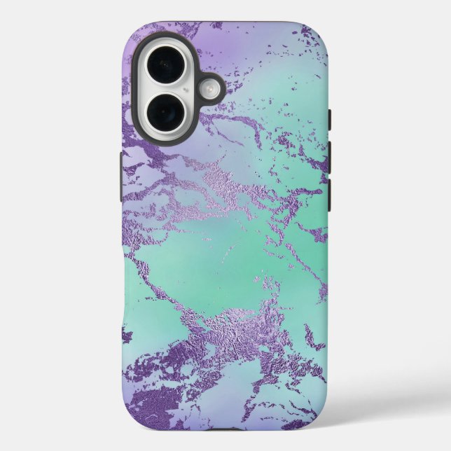 Chic Marble | Lavender Purple and Mint Green Case-Mate iPhone Case (Back)