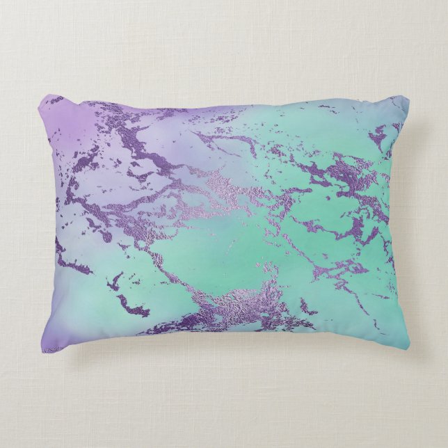 Chic Marble | Lavender Purple and Mint Green Decorative Cushion (Front)