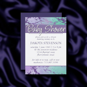 Chic Marble   Lavender Purple and Mint Green Invitation