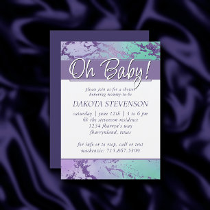 Chic Marble   Lavender Purple and Mint Green Invitation